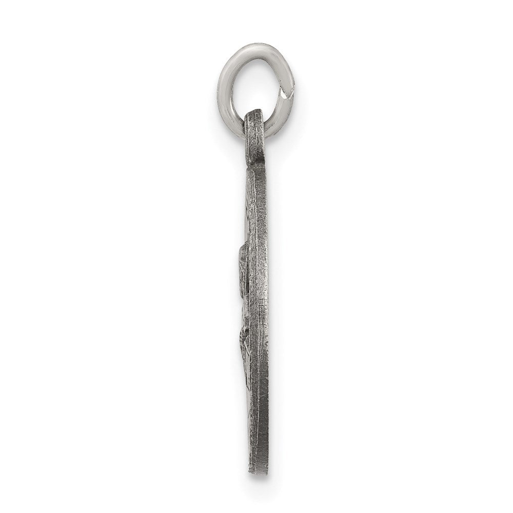 925 Sterling Silver Antiqued Saint Peter Medal Engravable Charm Pendant Jewelry Gifts (Length 0.78" Width 0.59")