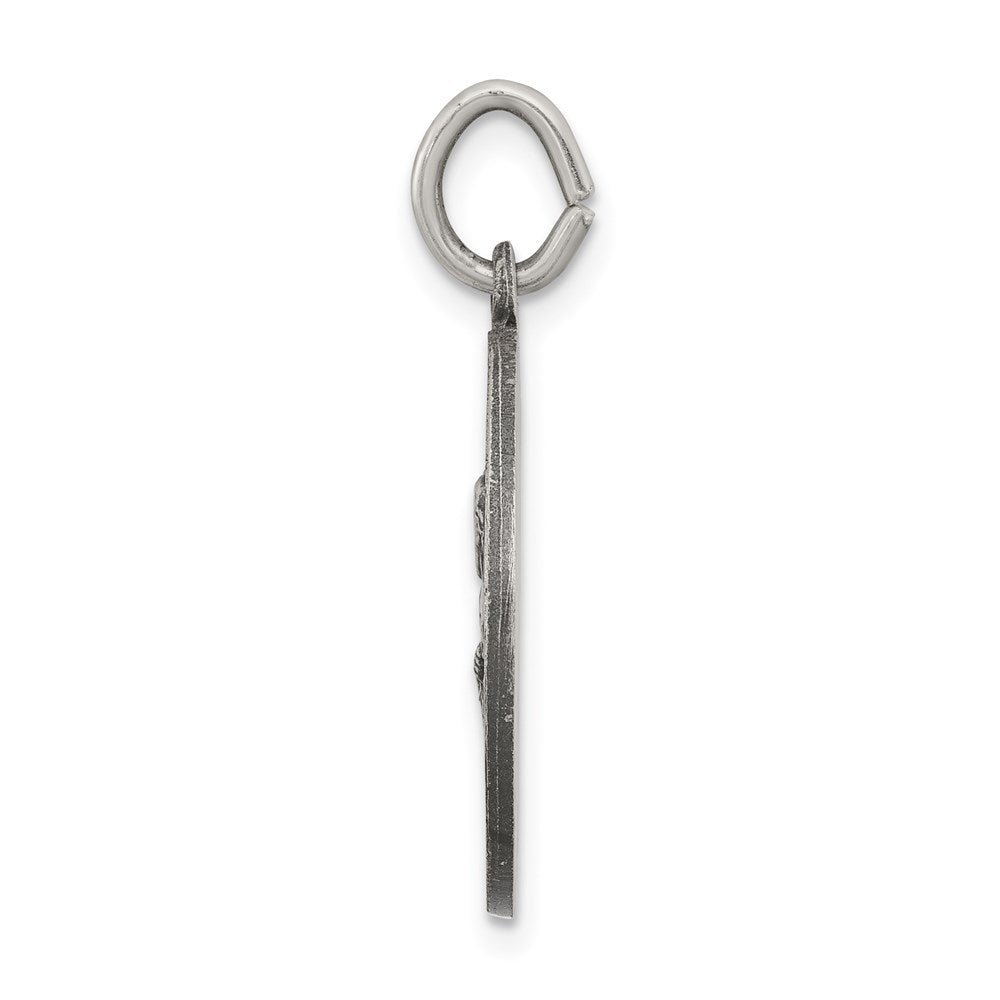 925 Sterling Silver Antiqued Saint Peter Medal Engravable Charm Pendant Jewelry Gifts (Length 0.98" Width 0.78")
