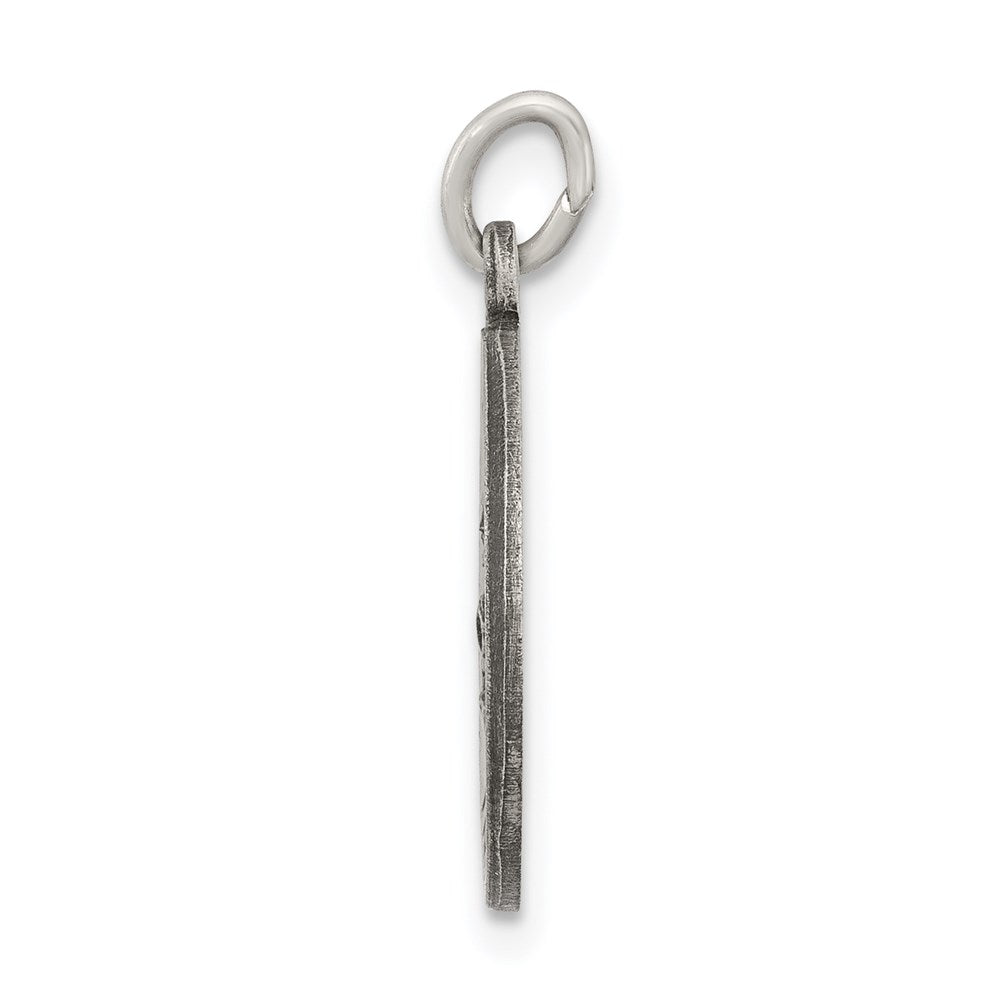 925 Sterling Silver Antiqued Saint Roch Medal Engravable Charm Pendant Jewelry Gifts (Length 0.78" Width 0.62")