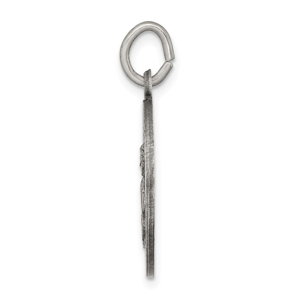 925 Sterling Silver Antiqued Saint Gabriel Medal Engravable Charm Pendant Jewelry Gifts (Length 0.98" Width 0.78")