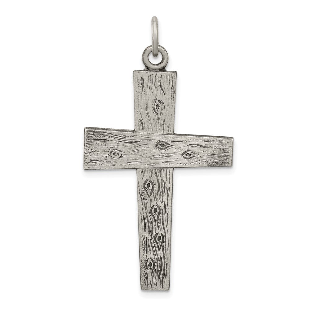 925 Sterling Silver Antiqued Crucifix CrossEngravable Charm Pendant Jewelry Gifts (Length 1.6" Width 0.94")