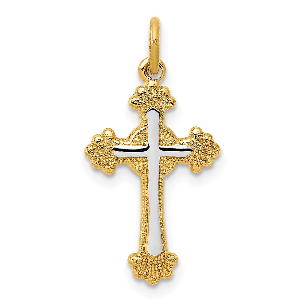 925 Sterling Silver 18k Gold plated Crucifix CrossEngravable Charm Pendant Jewelry Gifts (Length 0.78" Width 0.43")