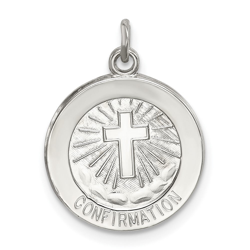 925 Sterling Silver Confirmation Medal Engravable Charm Pendant Jewelry Gifts (Length 0.7" Width 0.59")