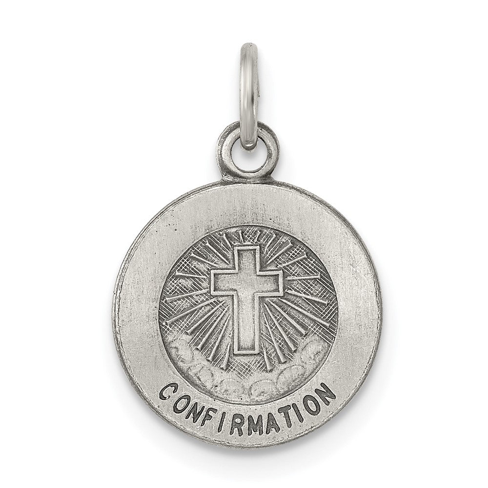 925 Sterling Silver Antiqued Confirmation Medal Engravable Charm Pendant Jewelry Gifts (Length 0.55" Width 0.47")