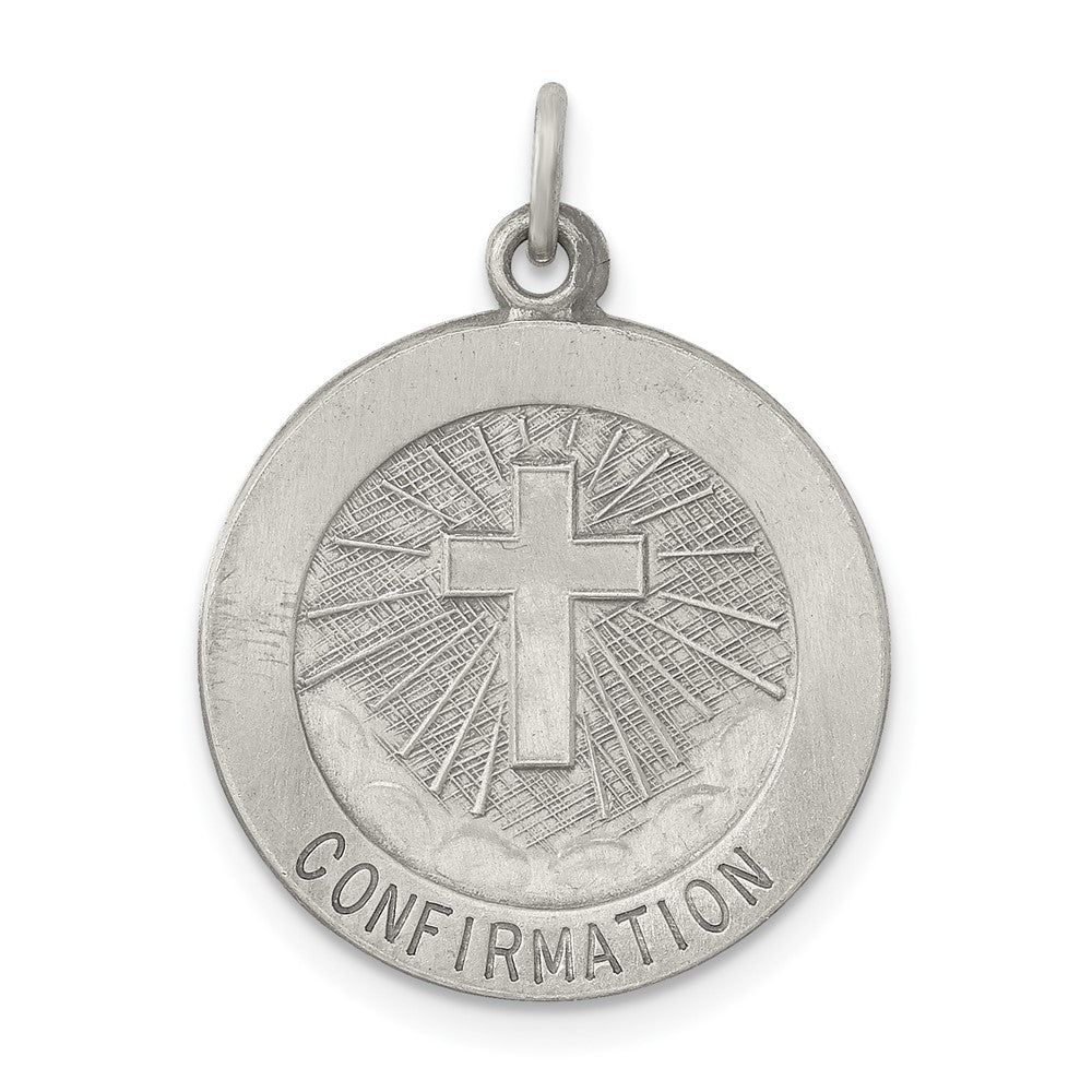 925 Sterling Silver Antiqued Confirmation Medal Engravable Charm Pendant Jewelry Gifts (Length 0.78" Width 0.74")