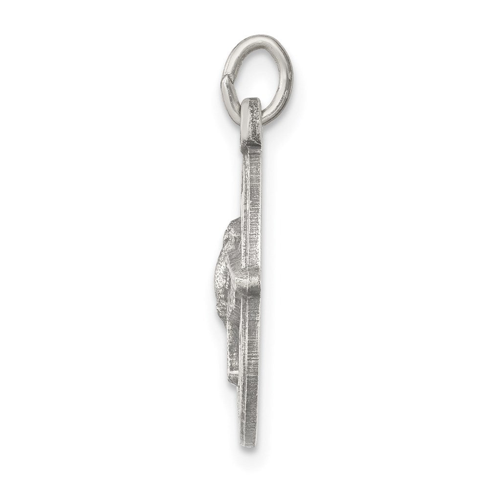 925 Sterling Silver Antiqued Holy Spirit Medal Engravable Charm Pendant Jewelry Gifts (Length 0.7" Width 0.74")