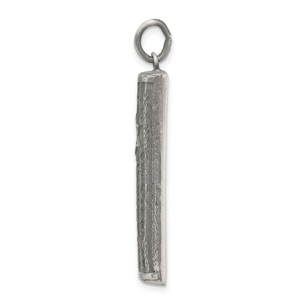 925 Sterling Silver Antiqued MezuzahEngravable Charm Pendant Jewelry Gifts (Length 1.4" Width 0.35")