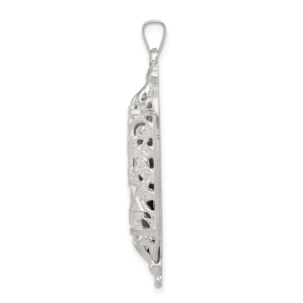 925 Sterling Silver Fancy MezuzahEngravable Charm Pendant Jewelry Gifts (Length 1.44" Width 0.39")