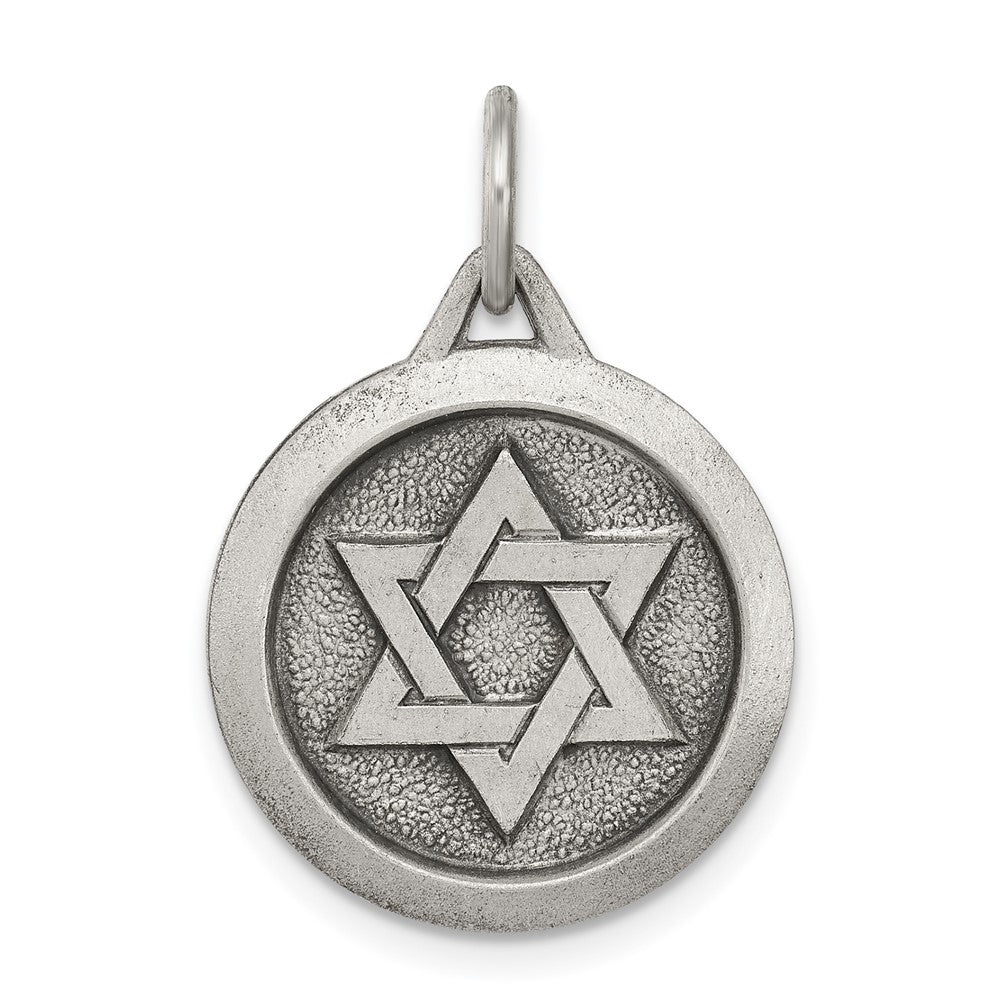 925 Sterling Silver Antiqued Star of David Medal Engravable Charm Pendant Jewelry Gifts (Length 0.82" Width 0.7")