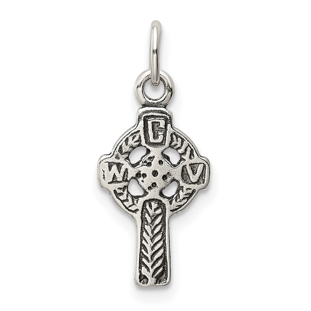 925 Sterling Silver Antiqued Celtic Crucifix CrossEngravable Charm Pendant Jewelry Gifts (Length 0.82" Width 0.35")