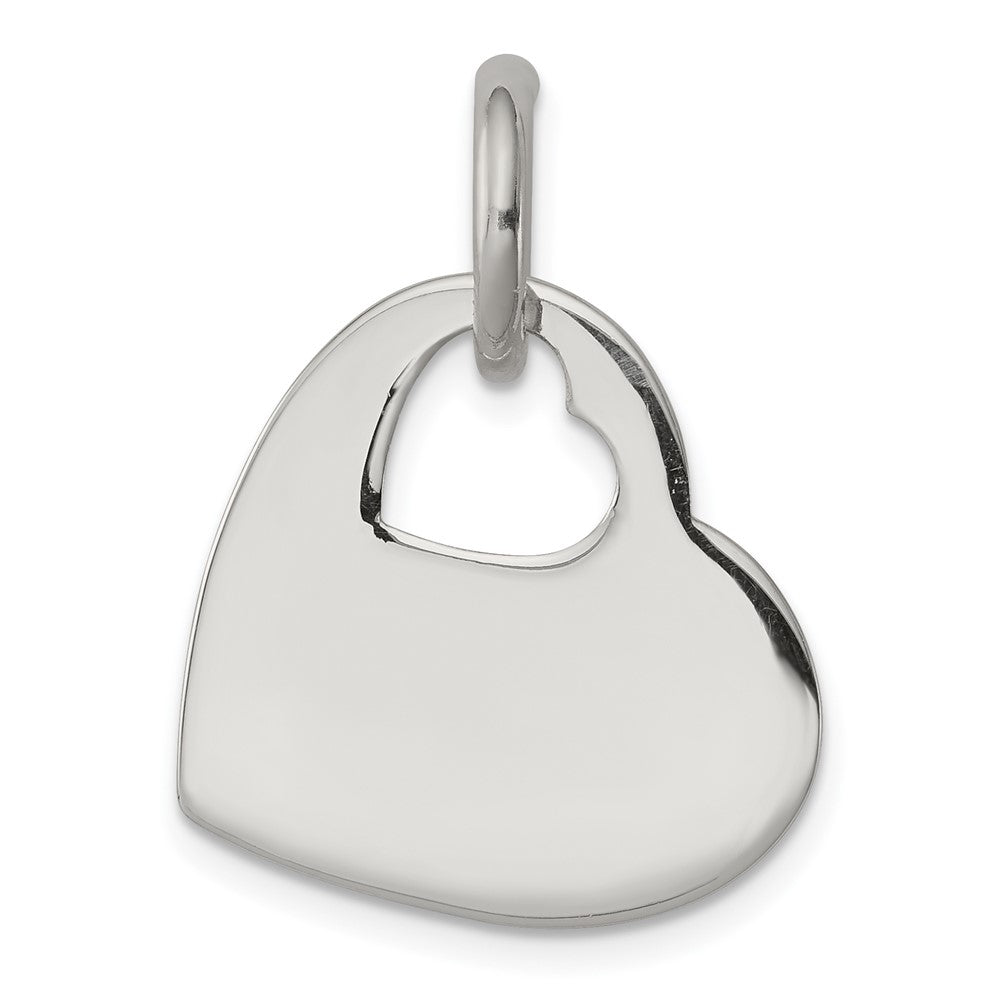 925 Sterling Silver Heart with Cut Out HeartEngravable Charm Pendant Jewelry Gifts (Length 0.98" Width 0.78")