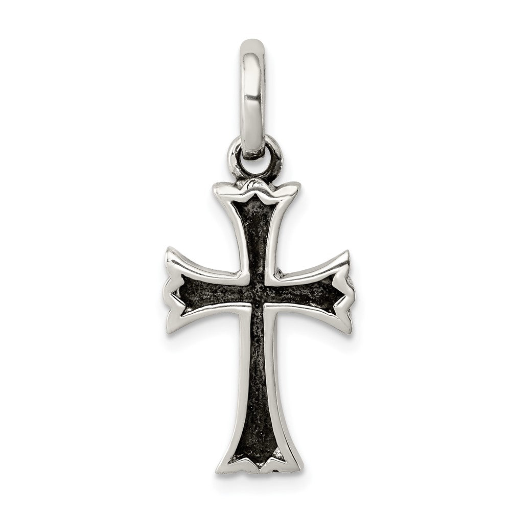925 Sterling Silver Antiqued Crucifix CrossEngravable Charm Pendant Jewelry Gifts (Length 0.94" Width 0.55")