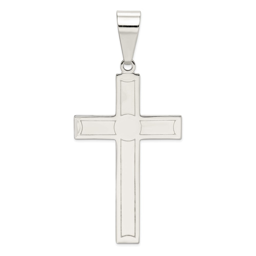 925 Sterling Silver Polished Crucifix CrossEngravable Charm Pendant Jewelry Gifts (Length 3.75" Width 1.8")
