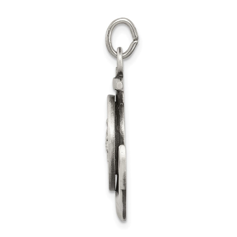 925 Sterling Silver Antiqued Guardian Angel on Anchor Medal Engravable Charm Pendant Jewelry Gifts (Length 1.29" Width 0.78")