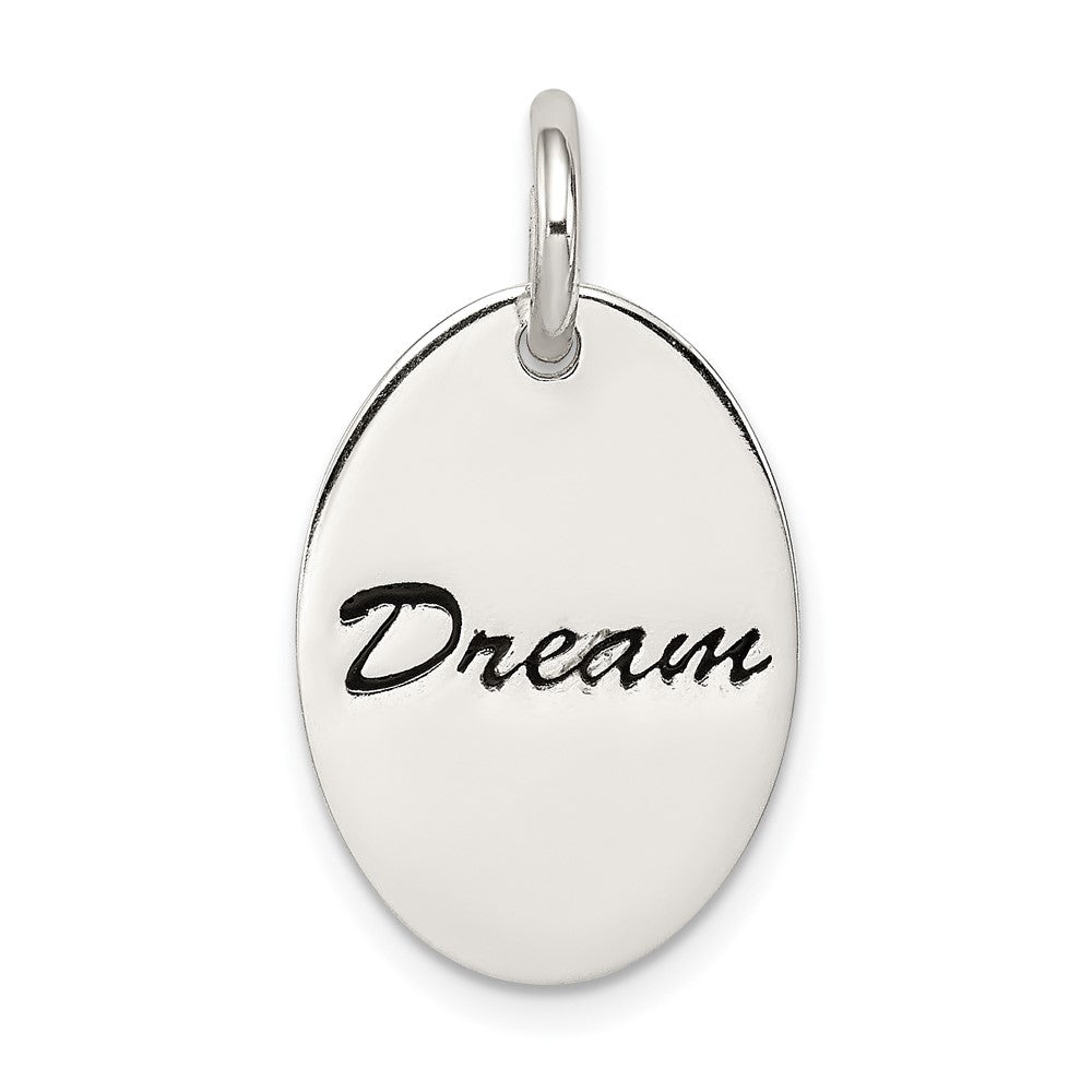 925 Sterling Silver Polished Enamel DreamEngravable Charm Pendant Jewelry Gifts (Length 0.7" Width 0.51")