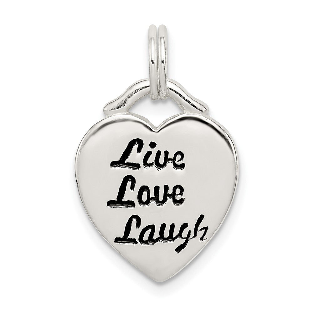 925 Sterling Silver LIVE LAUGH LOVE HeartEngravable Charm Pendant Jewelry Gifts (Length 0.86" Width 0.55")
