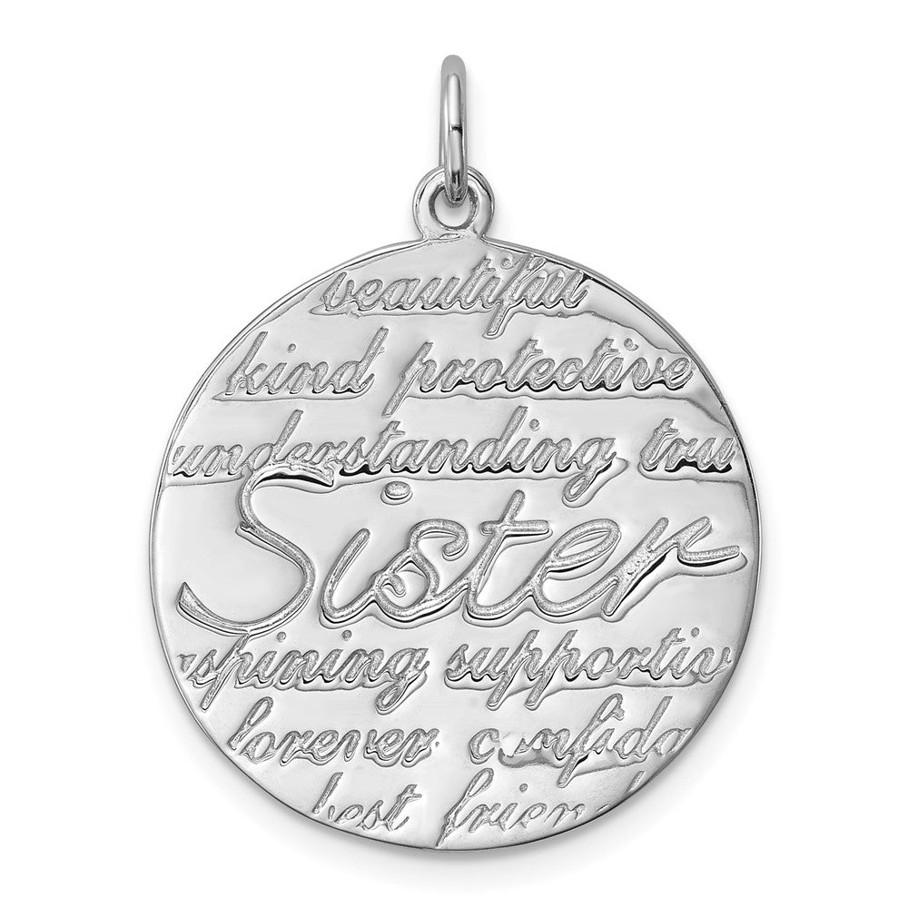 925 Sterling Silver SisterEngravable Charm Pendant Jewelry Gifts