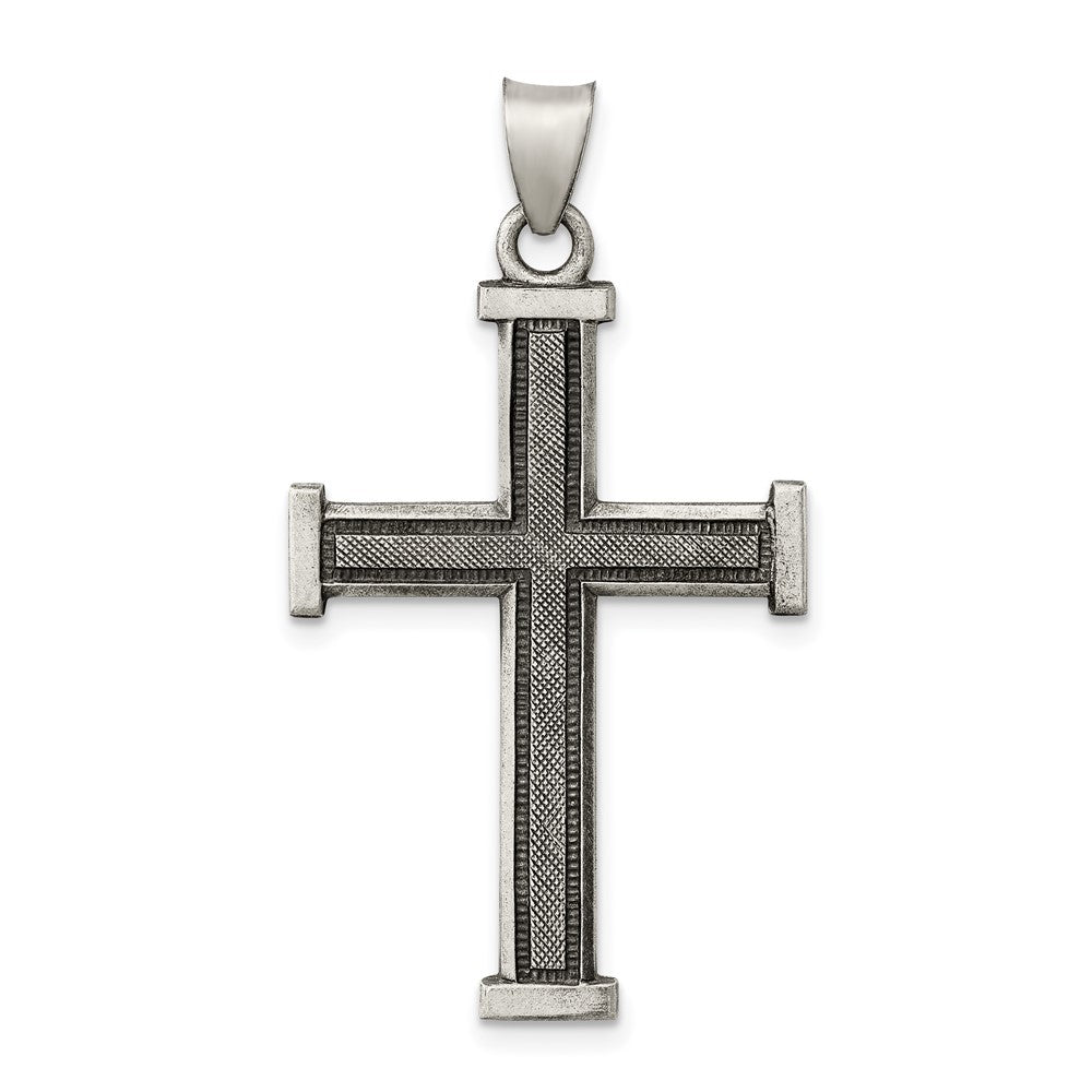925 Sterling Silver Antiqued, Polished and Brushed Latin Crucifix CrossEngravable Charm Pendant Jewelry Gifts