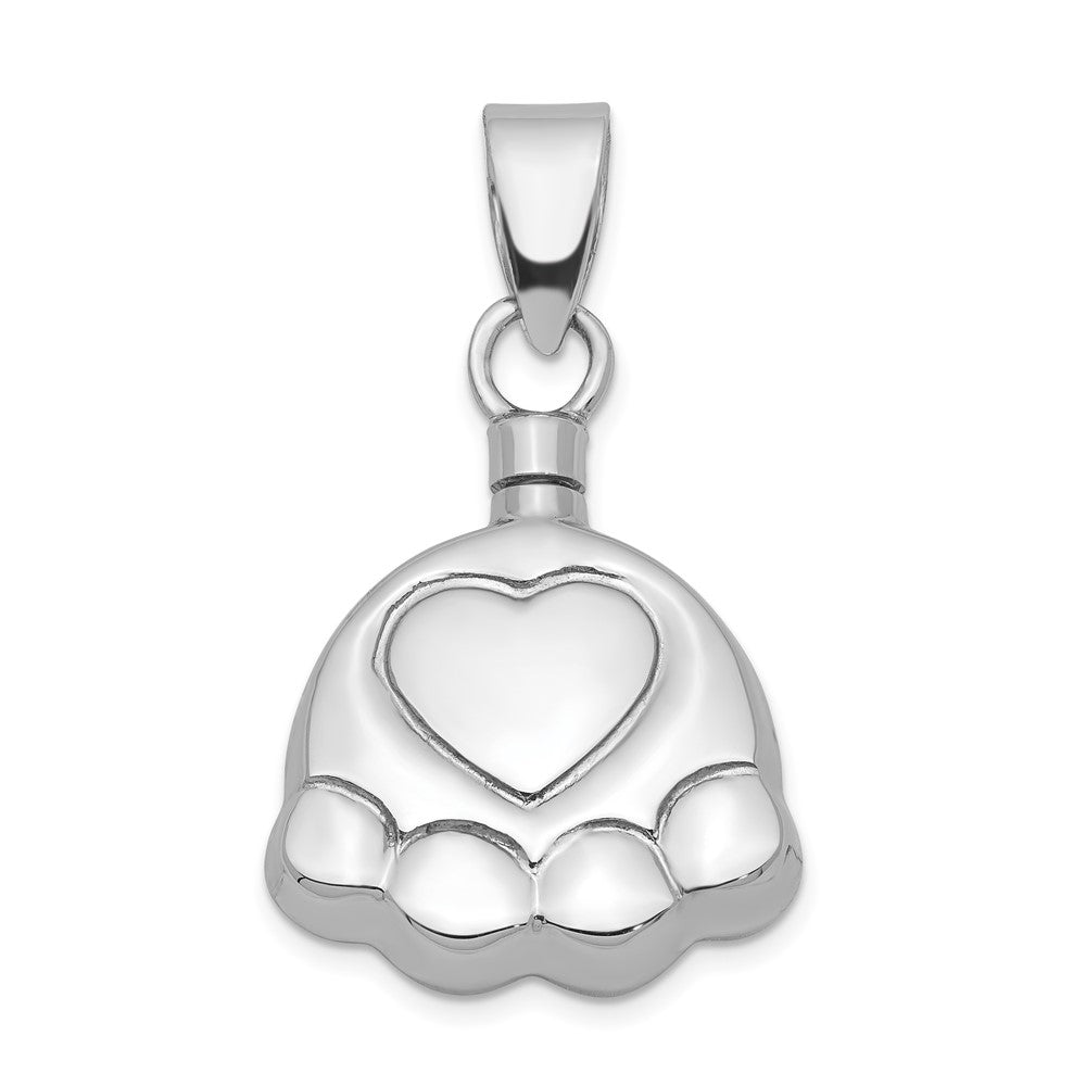 925 Sterling Silver Polished Puppy Paw Ash Holder Engravable Charm Pendant Jewelry Gifts (Length 0.74" Width 0.68")