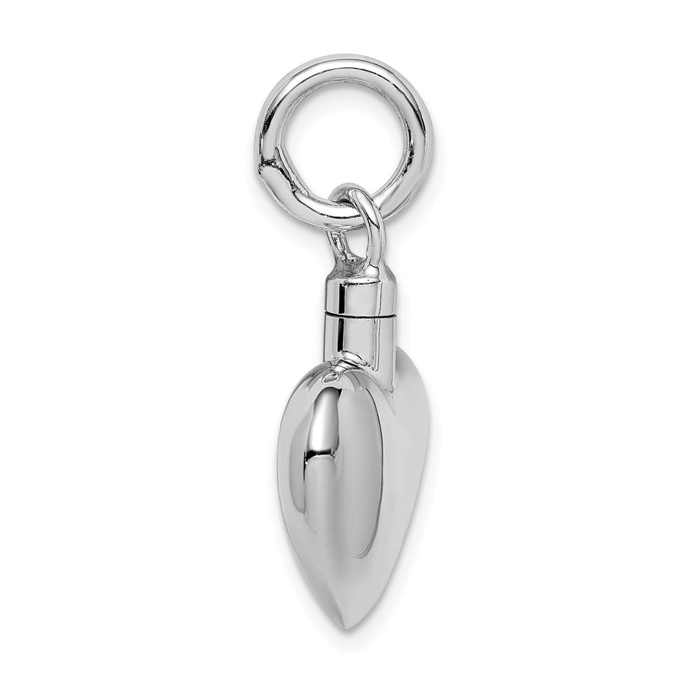 925 Sterling Silver Polished Puffy Heart Ash Holder Engravable Charm Pendant Jewelry Gifts (Length 0.74" Width 0.78")