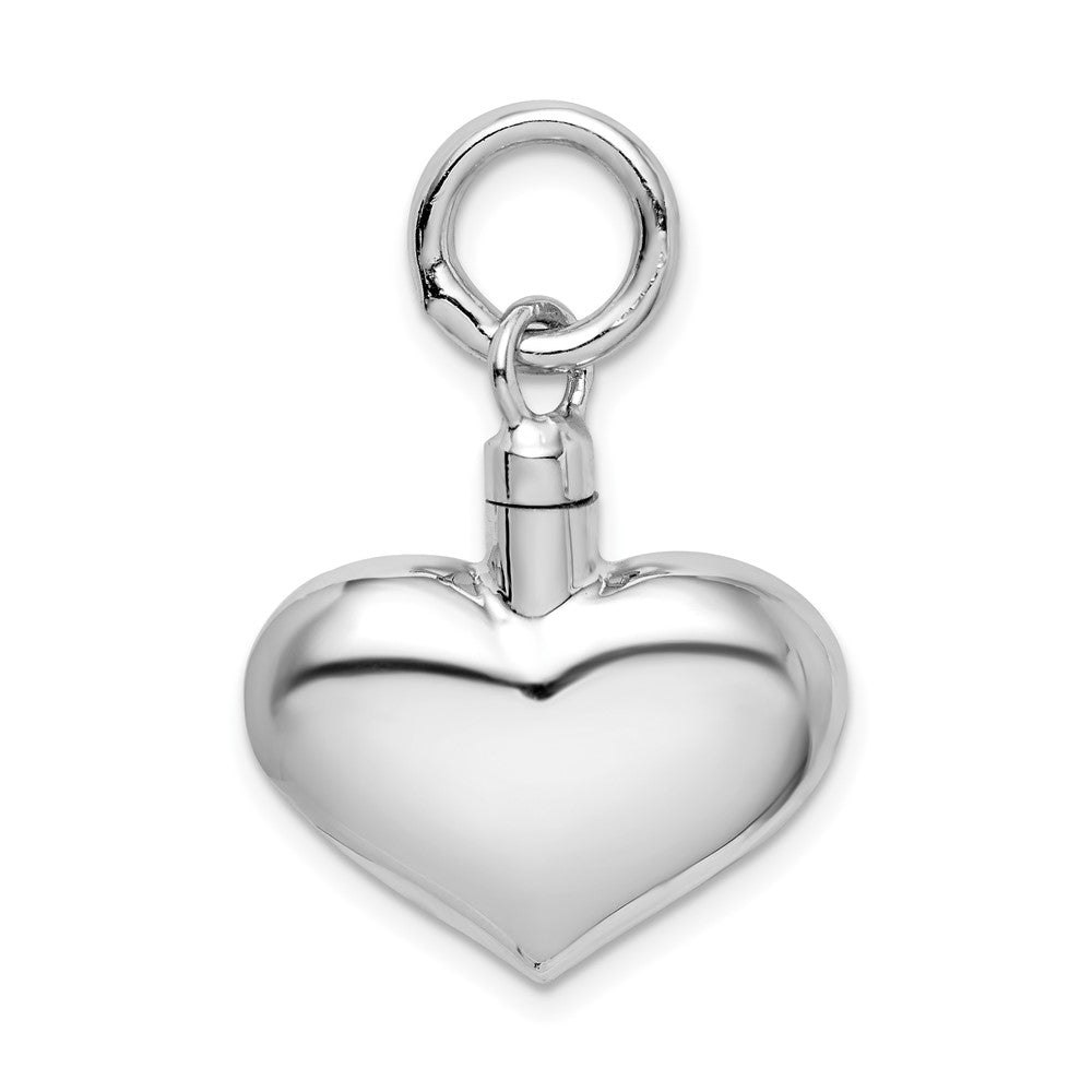 925 Sterling Silver Polished Puffy Heart Ash Holder Engravable Charm Pendant Jewelry Gifts (Length 0.74" Width 0.78")