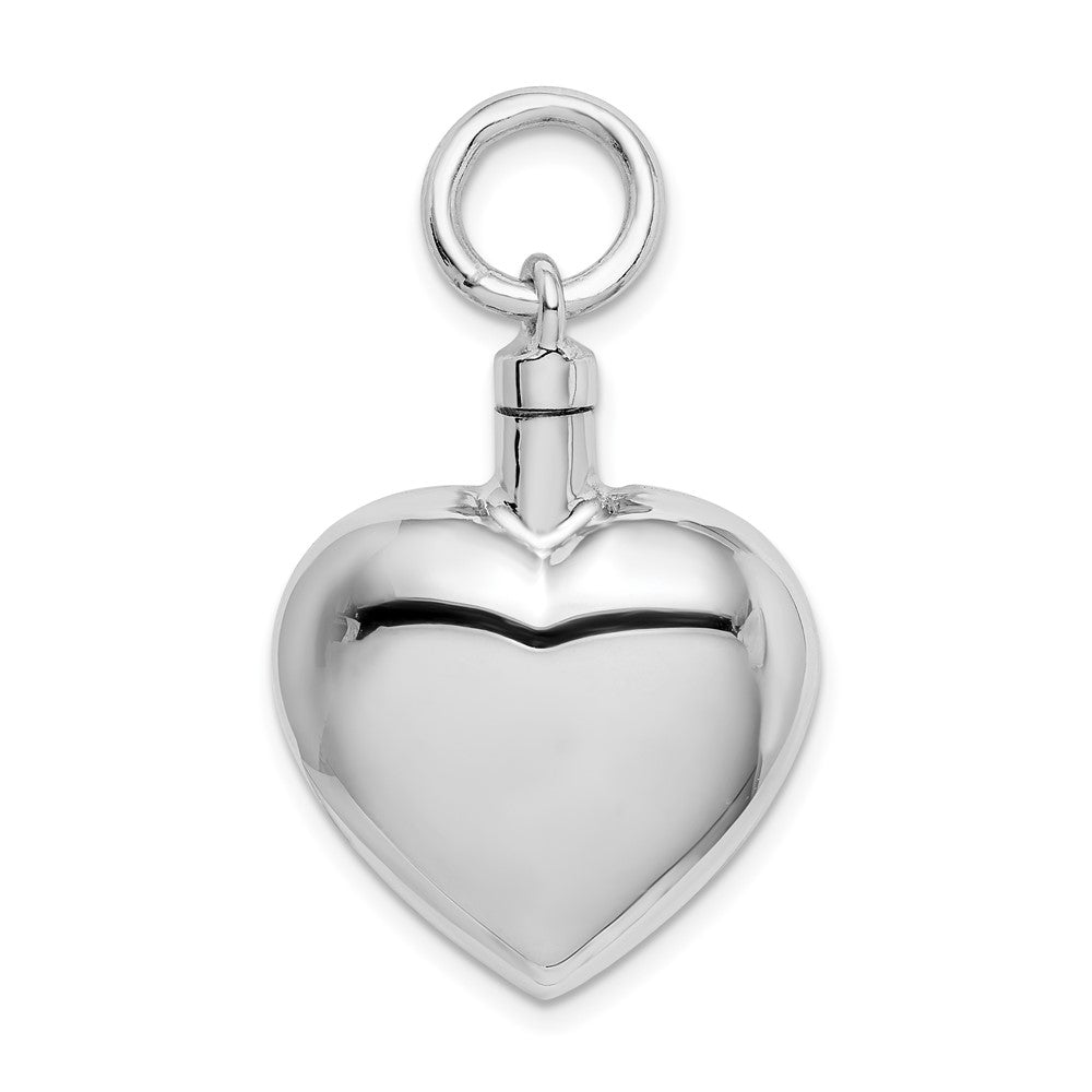 925 Sterling Silver Polished Heart Ash Holder Engravable Charm Pendant Jewelry Gifts (Length 0.99" Width 0.8")