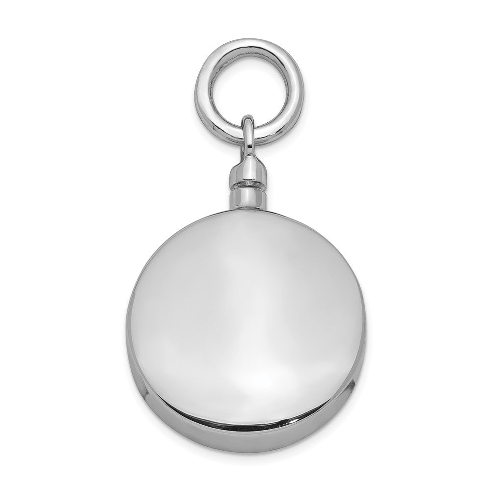 925 Sterling Silver Polished Round Ash Holder Engravable Charm Pendant Jewelry Gifts (Length 0.97" Width 0.79")