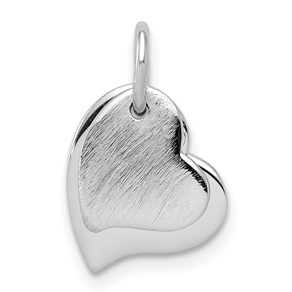 925 Sterling Silver satin and Polished Two Piece HeartEngravable Charm Pendant Jewelry Gifts