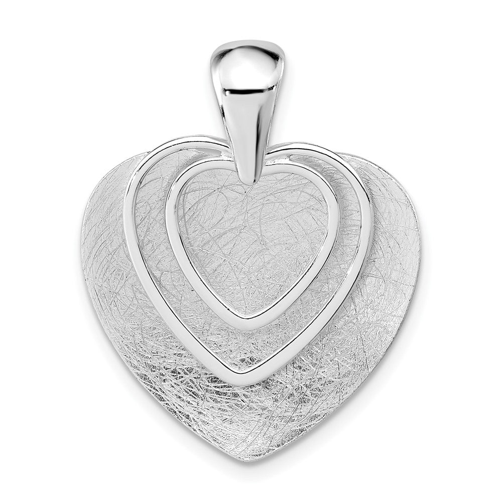 925 Sterling Silver Polished Textured Heart Engravable Charm Pendant Jewelry Gifts (Length 1.18" Width 0.95")