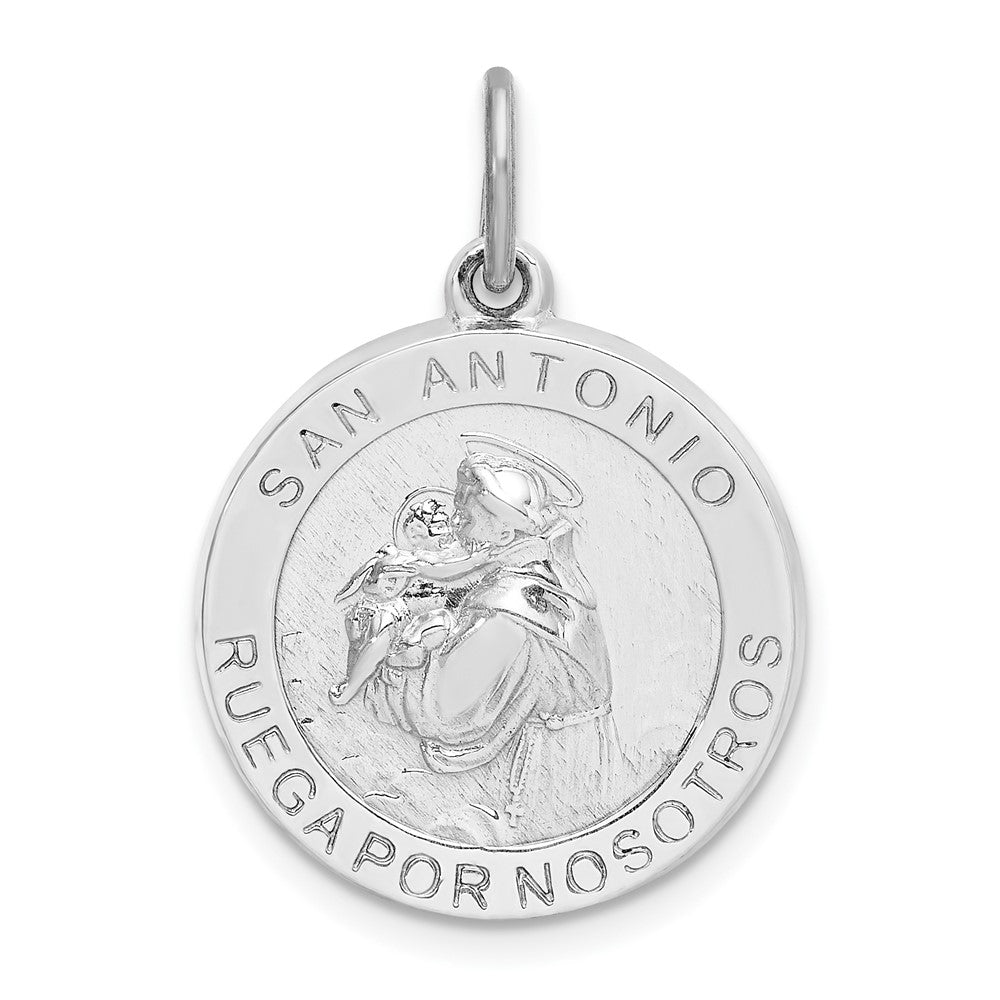 925 Sterling Silver Spanish St. Anthony Medal Engravable Charm Pendant Jewelry Gifts (Length 1.09" Width 0.74")
