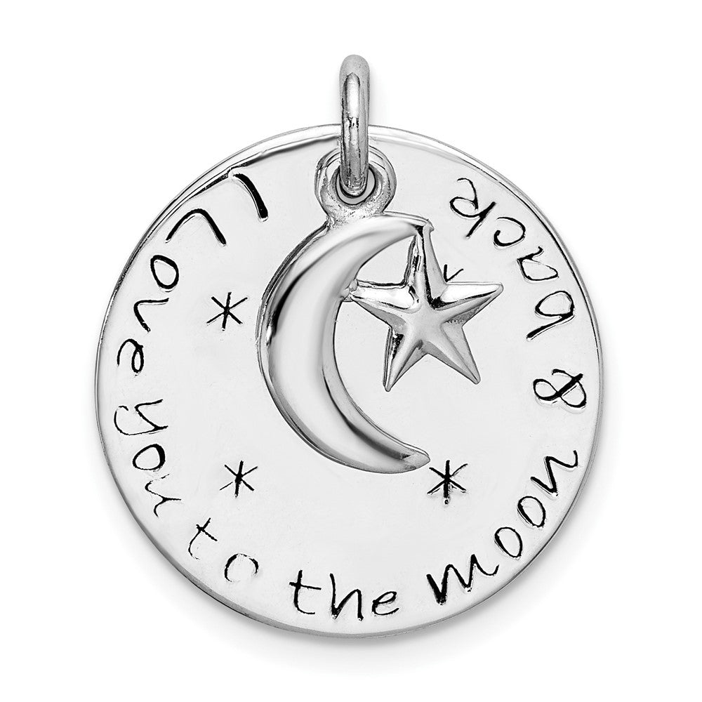 925 Sterling Silver Love You To Moon Back Engravable Charm Pendant Jewelry Gifts (Length 0.94" Width 0.74")