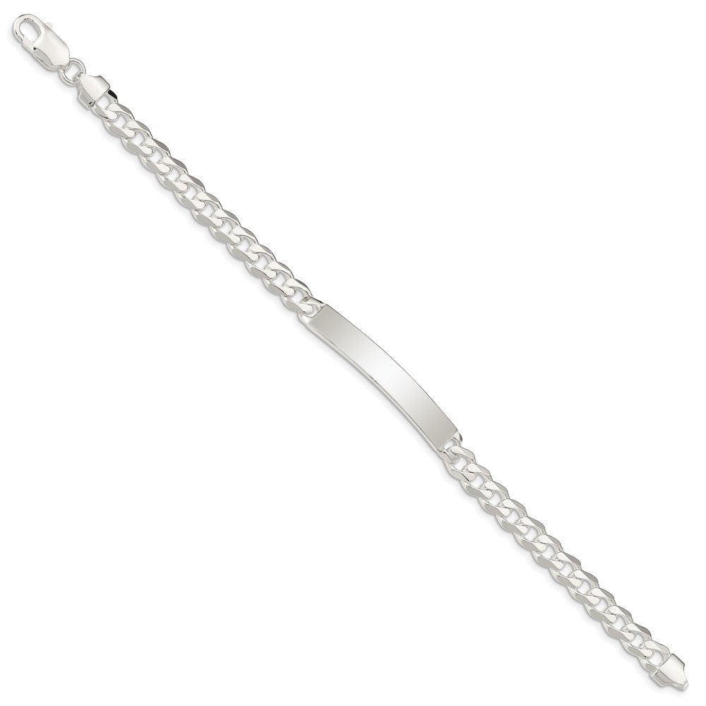 Engravable 925 Sterling Silver Curb Link ID Bracelet Length 8 inches Width 6 mm With Lobster Claw Clasp