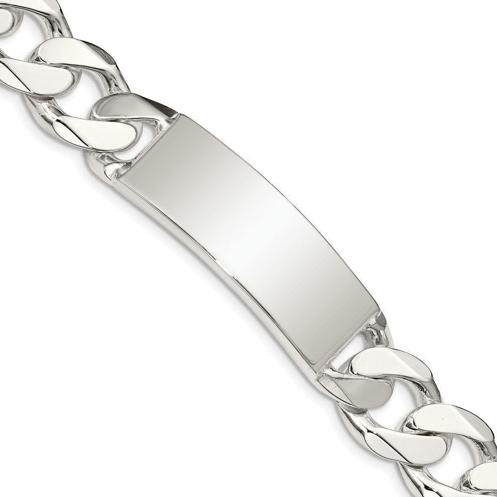Engravable 925 Sterling Silver Curb Link ID Bracelet Length 8.5 inches Width 14 mm With Lobster Claw Clasp