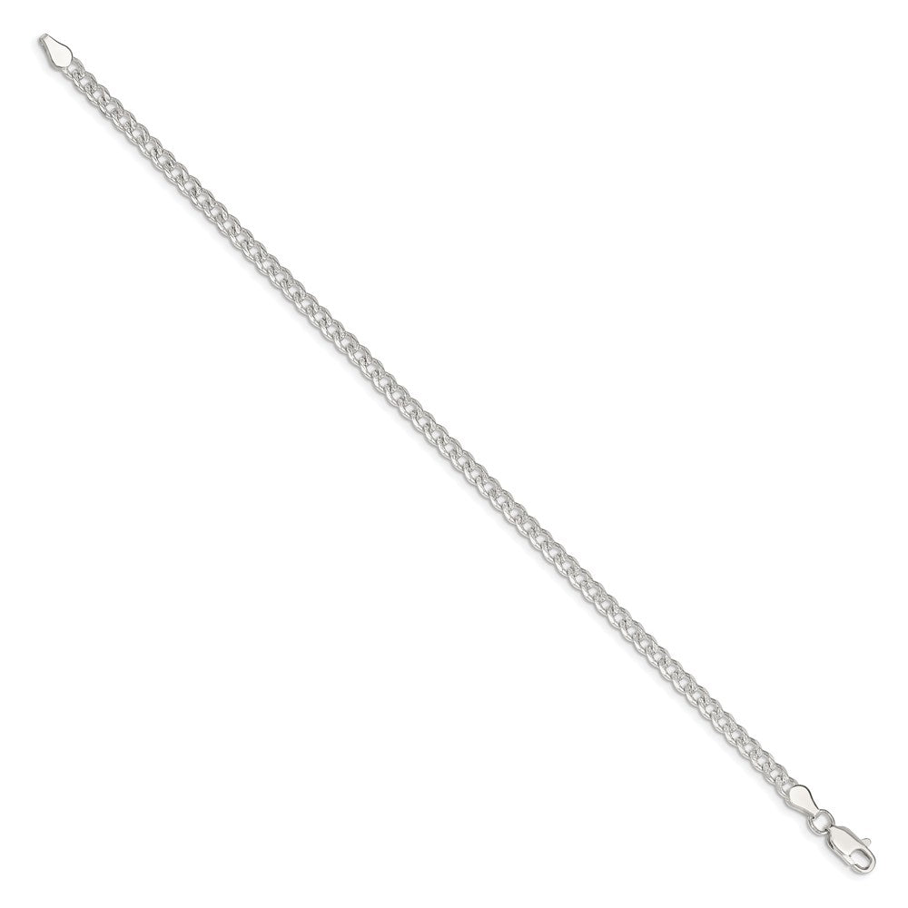 Engravable 925 Sterling Silver 4 mm Pave Curb Chain Bracelet Length 7 inches Width With Lobster Claw Clasp