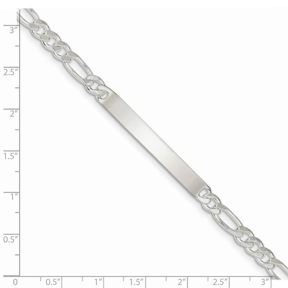 Engravable 925 Sterling Silver Figaro Link ID Bracelet Length 7 inches Width 5 mm With Lobster Claw Clasp