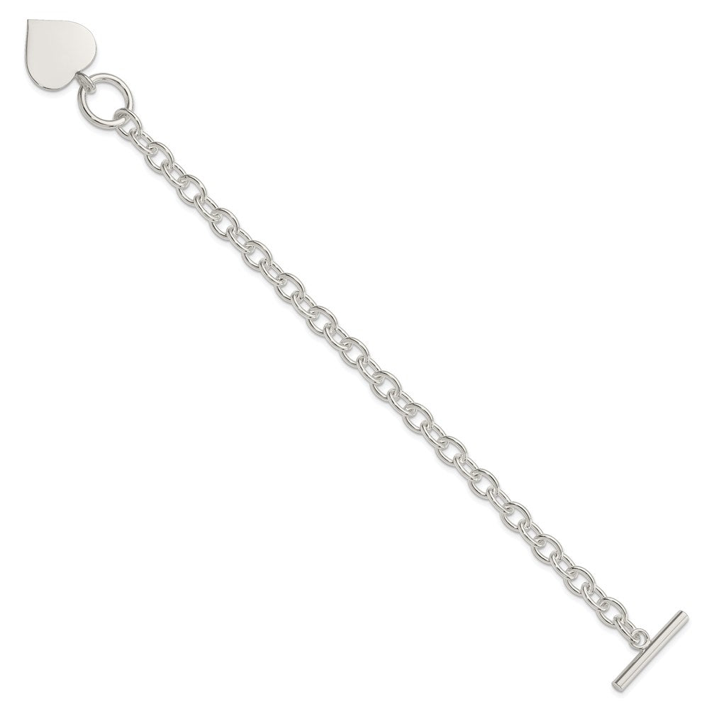 Polished Engravable 925 Sterling Silver Heart Bracelet Length 7.5 inches Width 19 mm With Hidden Safety Clasp