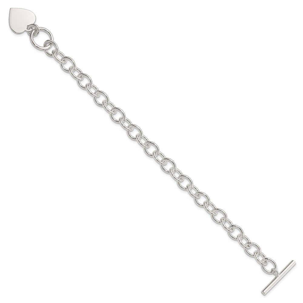 Polished Engravable 925 Sterling Silver Heart Fancy Link Bracelet Length 7.5 inches Width 17 mm With Hidden Safety Clasp