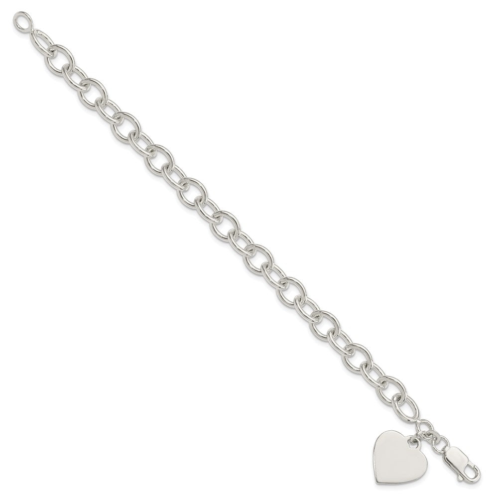 Polished Engravable 925 Sterling Silver Heart Fancy Link Bracelet Length 7.25 inches Width 16 mm With Lobster Claw Clasp