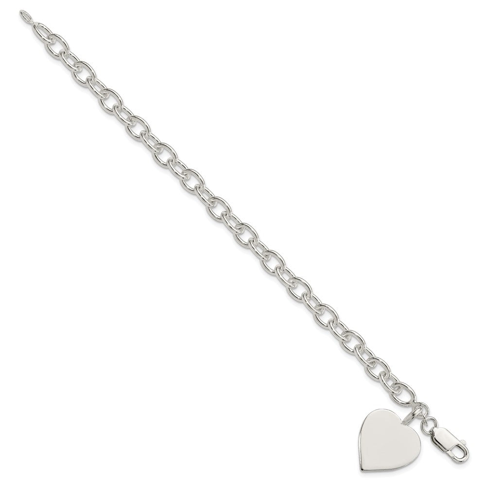Engravable 925 Sterling Silver Heart Fancy Link Bracelet Length 7.25 inches Width 18 mm With Lobster Claw Clasp