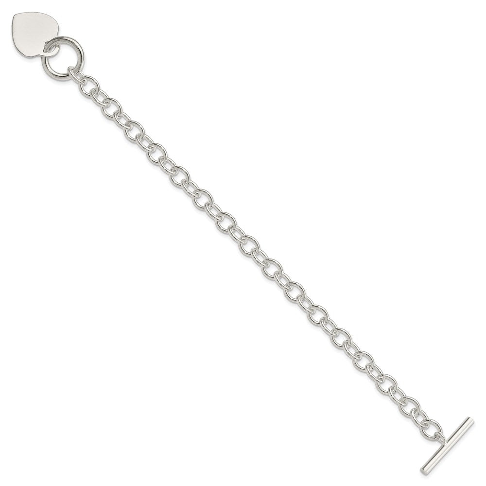 Polished Engravable 925 Sterling Silver Heart Disc Toggle Bracelet Length 7.75 inches Width 18 mm With Hidden Safety Clasp