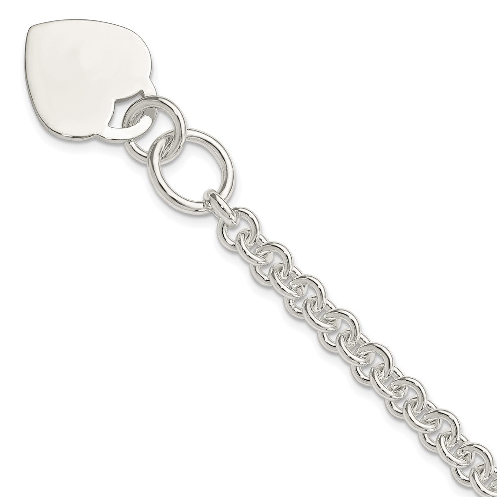 Polished Engravable 925 Sterling Silver Polished Heart Bracelet Length 8.5 inches Width 7 mm With Hidden Safety Clasp