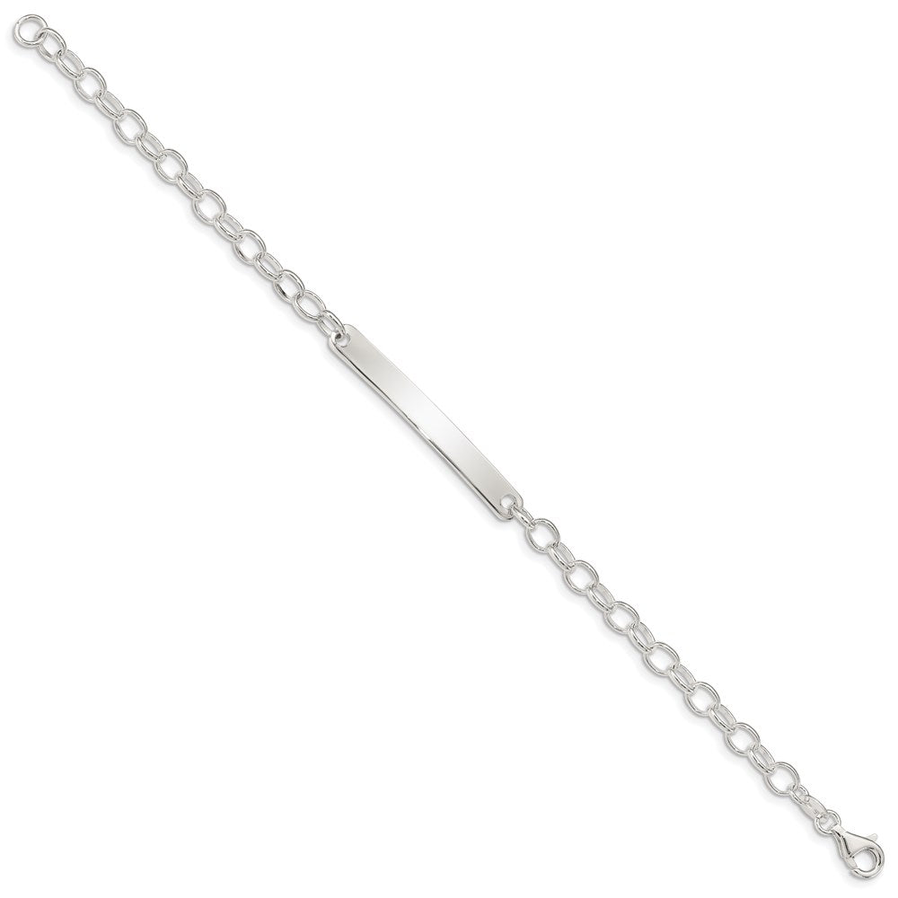 Engravable 925 Sterling Silver Small Oval Rolo Link ID Bracelet Length 7.5 inches Width 4 mm With Lobster Claw Clasp