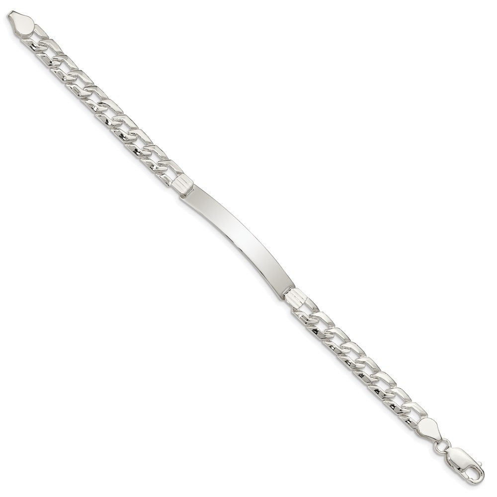 Polished Engravable 925 Sterling Silver Fancy ID Link Bracelet Length 7 inches Width 6 mm With Lobster Claw Clasp