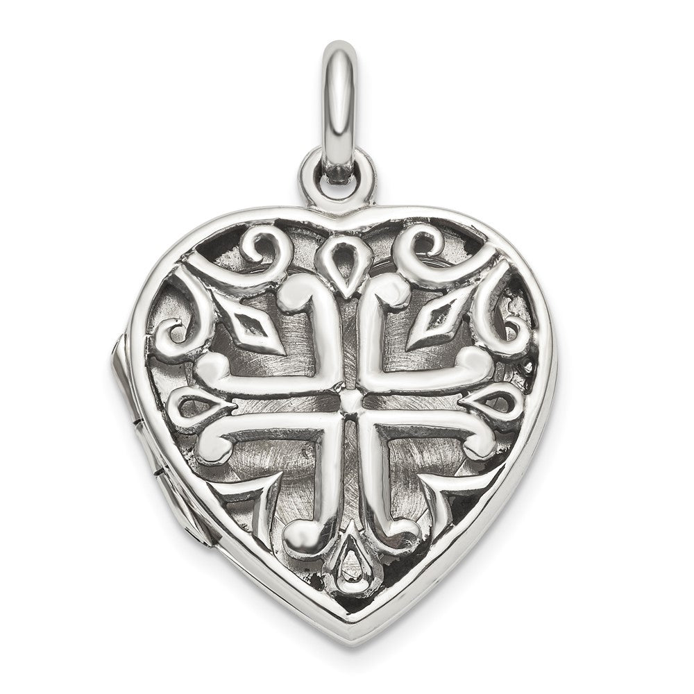925 Sterling Silver Heart Locket Engravable Charm Pendant Jewelry Gifts (Length 1.16" Width 0.86")