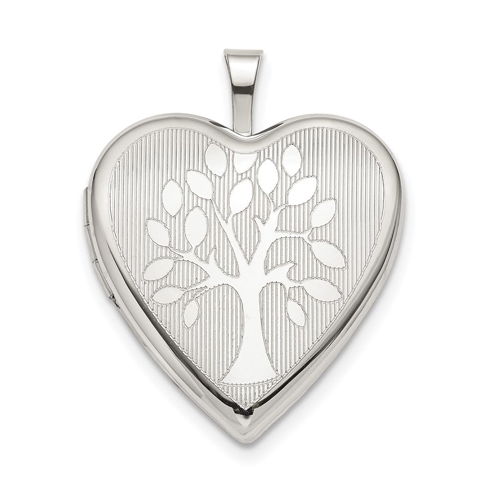 925 Sterling Silver 20mm Tree Heart Locket Engravable Charm Pendant Jewelry Gifts (Length 0.98" Width 0.76")