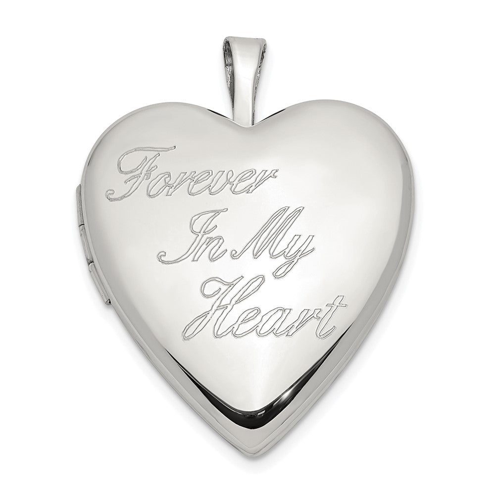 925 Sterling Silver 20mm FOREVER IN MY HEART Heart Locket Engravable Charm Pendant Jewelry Gifts (Length 0.98" Width 0.78")