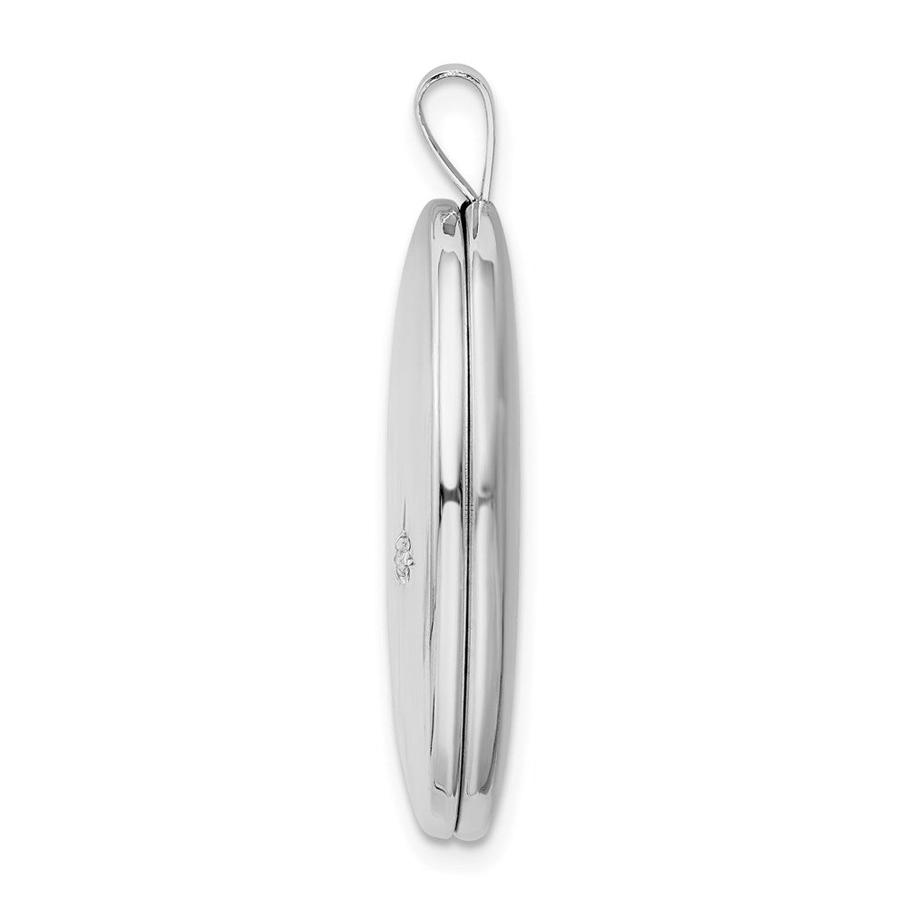 925 Sterling Silver 20mm LOVE TO THE MOON Diamond Oval Locket Engravable Charm Pendant Jewelry Gifts (Length 1.23" Width 0.8")