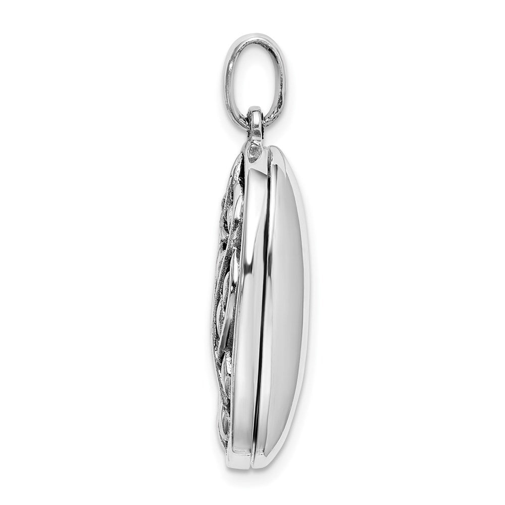925 Sterling Silver Antiqued Filigree 23mm Locket Engravable Charm Pendant Jewelry Gifts (Length 1.24" Width 0.57")