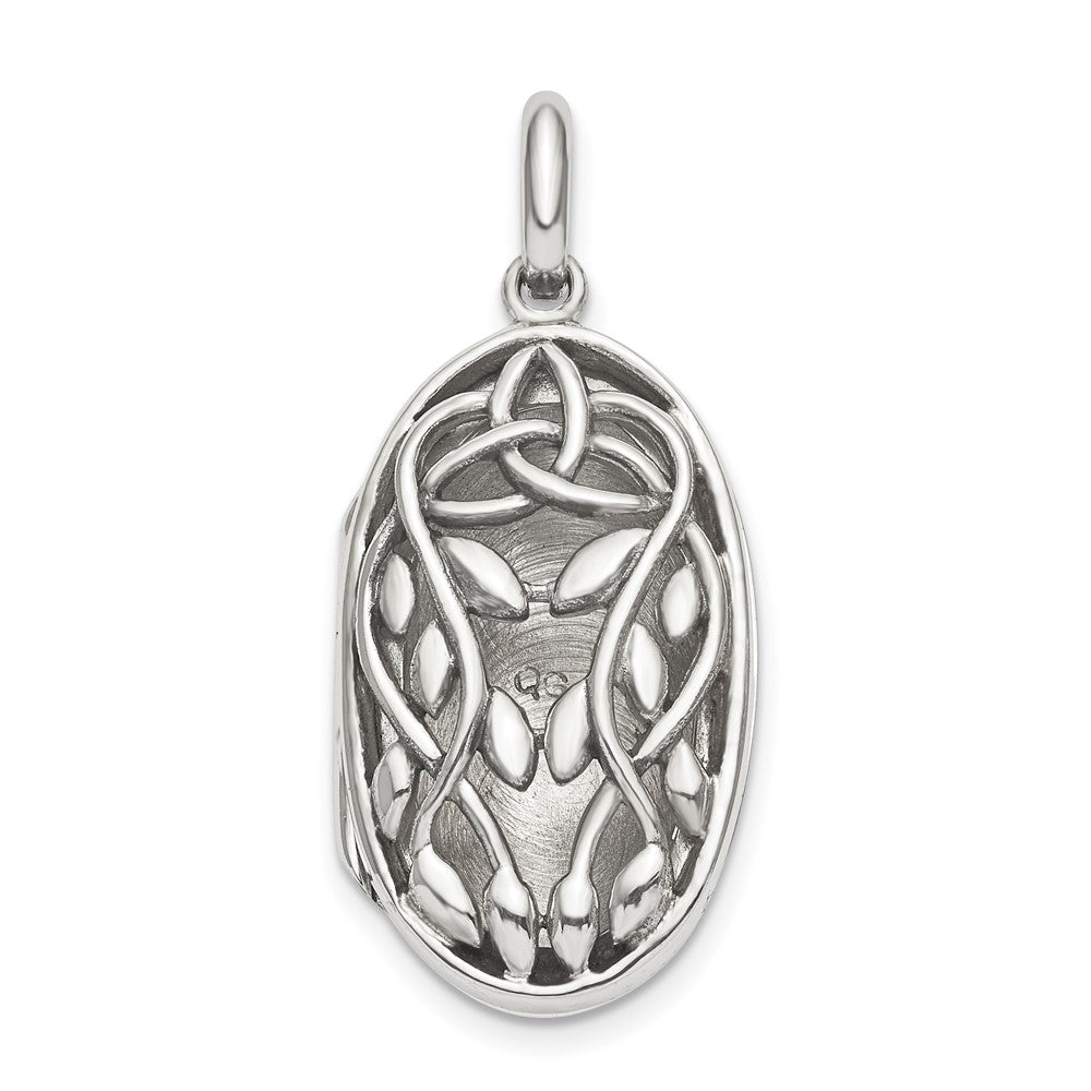 925 Sterling Silver Antiqued Filigree 23mm Locket Engravable Charm Pendant Jewelry Gifts (Length 1.24" Width 0.57")