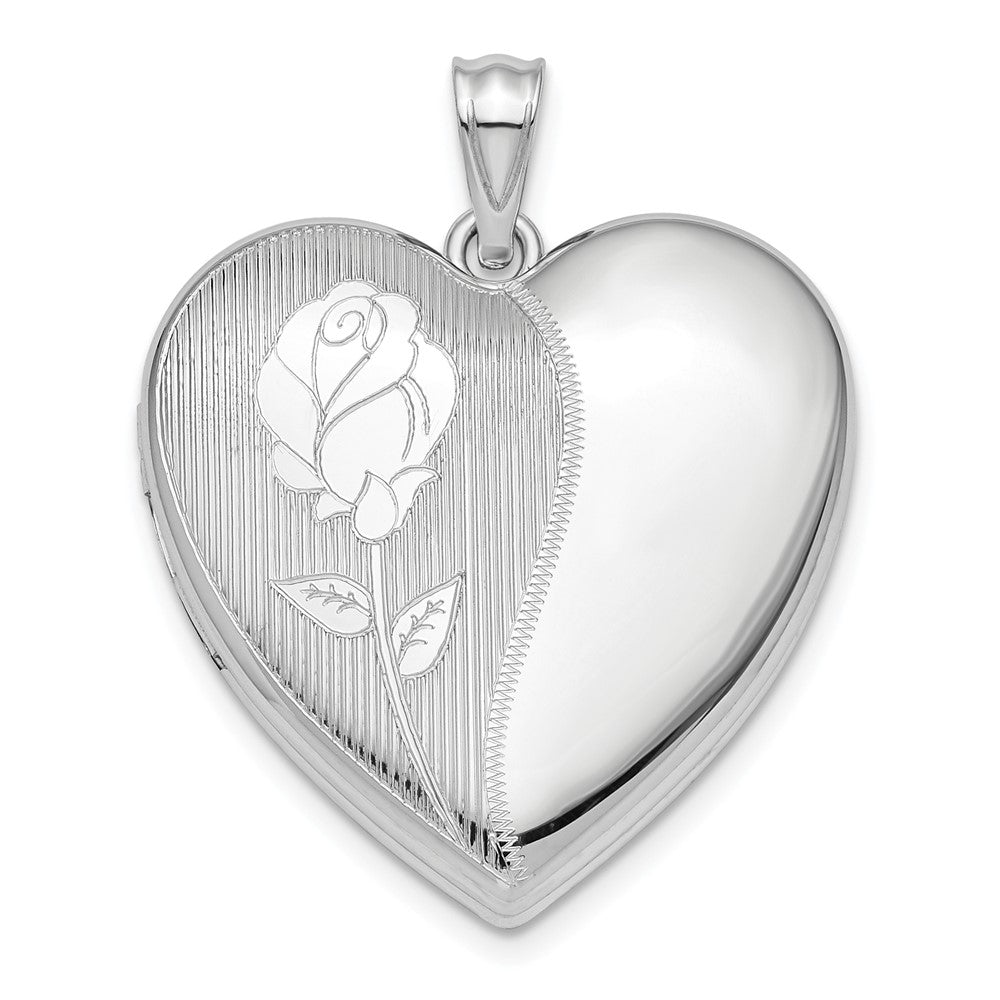 925 Sterling Silver Flower Ash Holder Heart Locket Engravable Charm Pendant Jewelry Gifts (Length 1.18" Width 0.93")